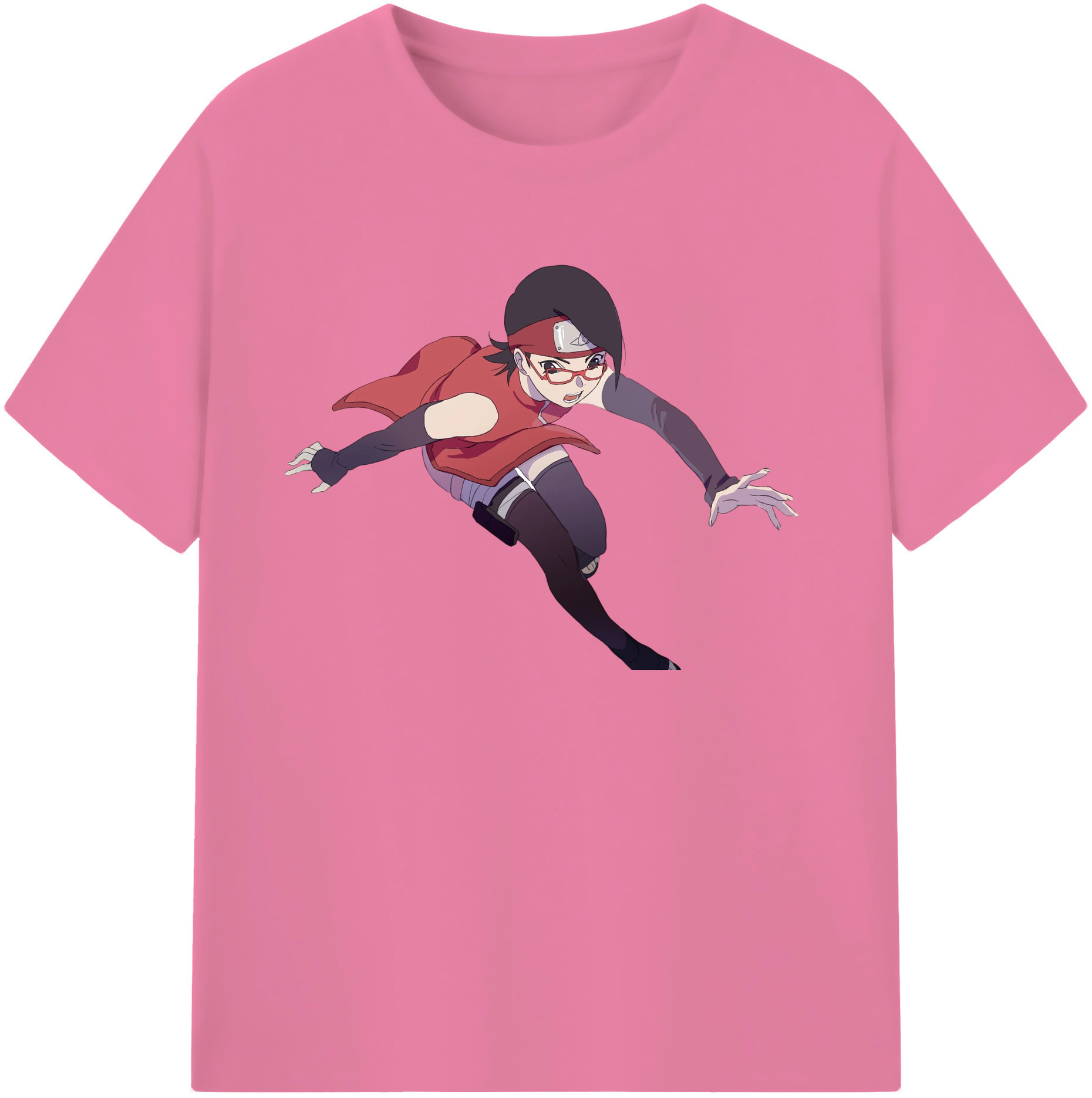 （画像用） NARUTO -ナルト- うちは サラダ Uchiha Sarada 綿100％半袖Tシャツ（フロントプリント）